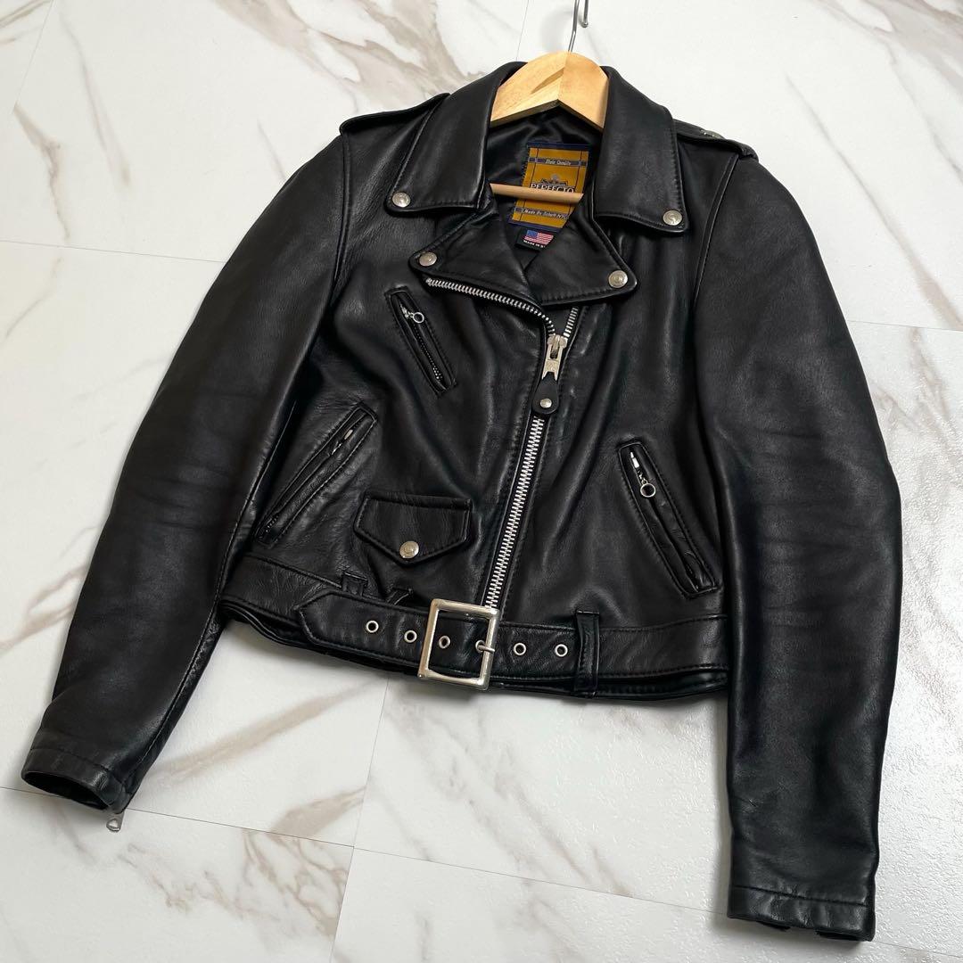 健康館即決さま　Schott ショット　レザージャケット　ダブル　ブラック
