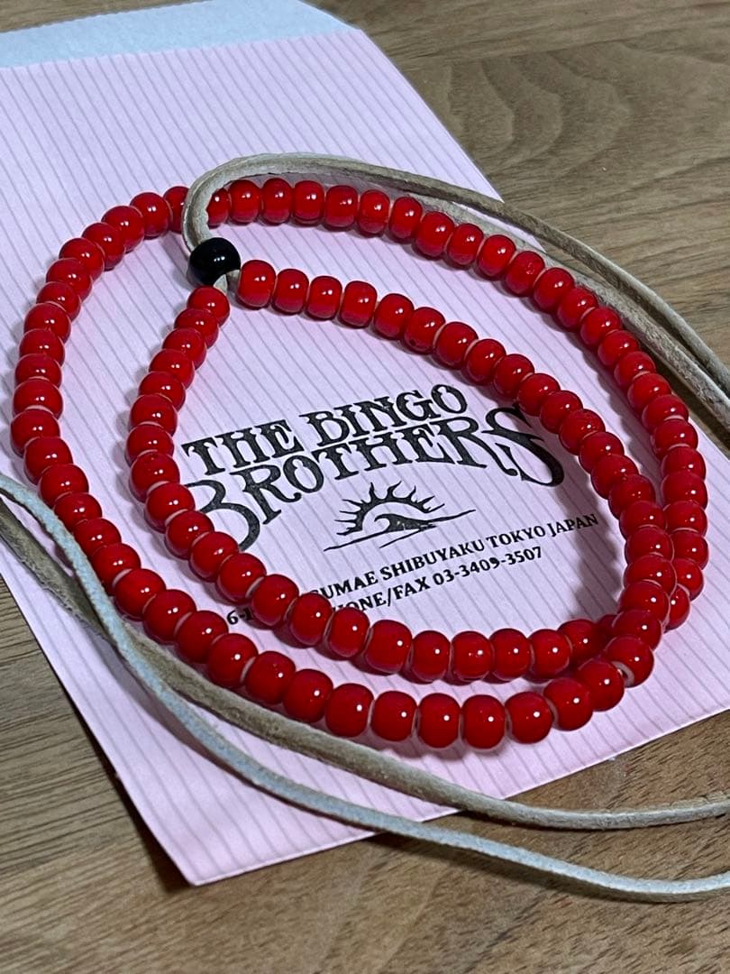 【新品】THE BINGO BROTHERS 一連赤ビーズ　ホワイトハーツ