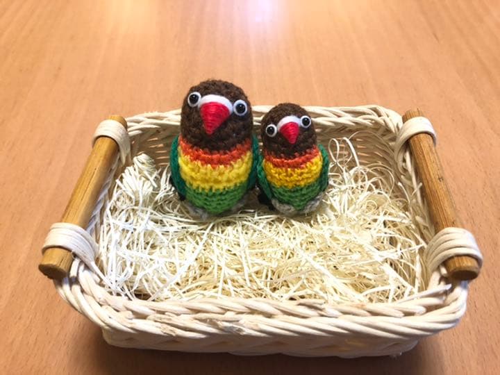 編みぐるみ♡ちっちゃ♡シリーズ ボタンインコちゃん （ルリコシ）