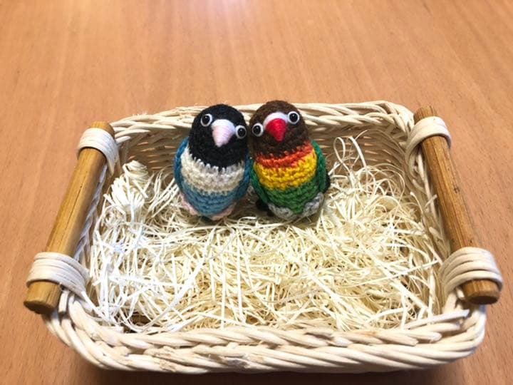 編みぐるみ♡ちっちゃ♡シリーズ ボタンインコちゃん （ルリコシ）
