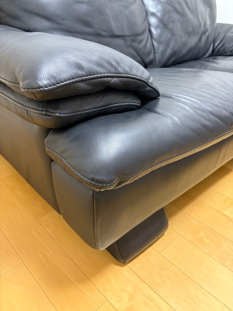 Italsofa イタルソファ　高級ソファ　本革レザー　ブラック　2人掛け