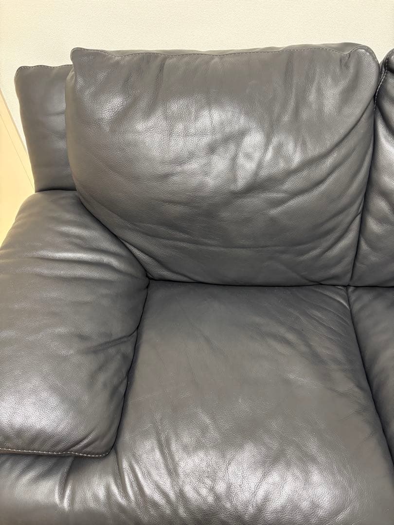 Italsofa イタルソファ　高級ソファ　本革レザー　ブラック　2人掛け