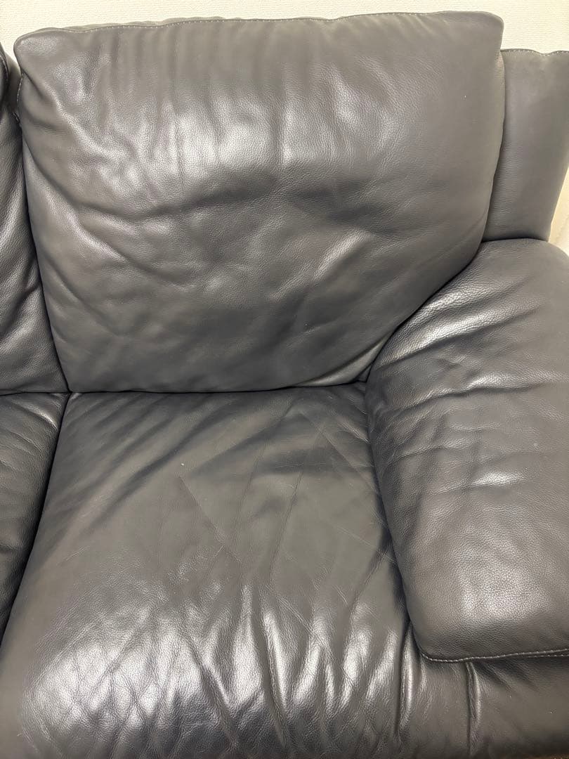 Italsofa イタルソファ　高級ソファ　本革レザー　ブラック　2人掛け