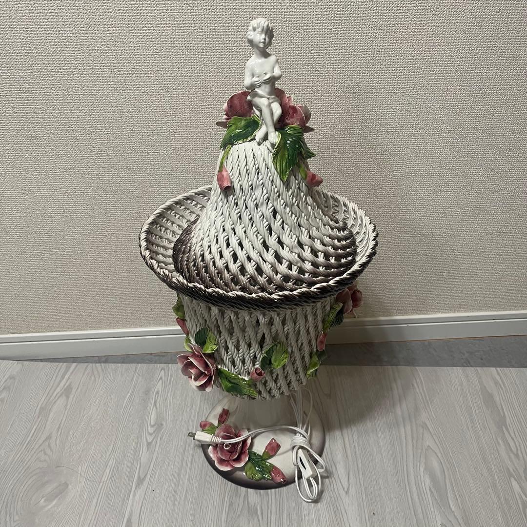 【希少】　アールヌーヴォー アンティークランプ　陶器 エンジェル 天使