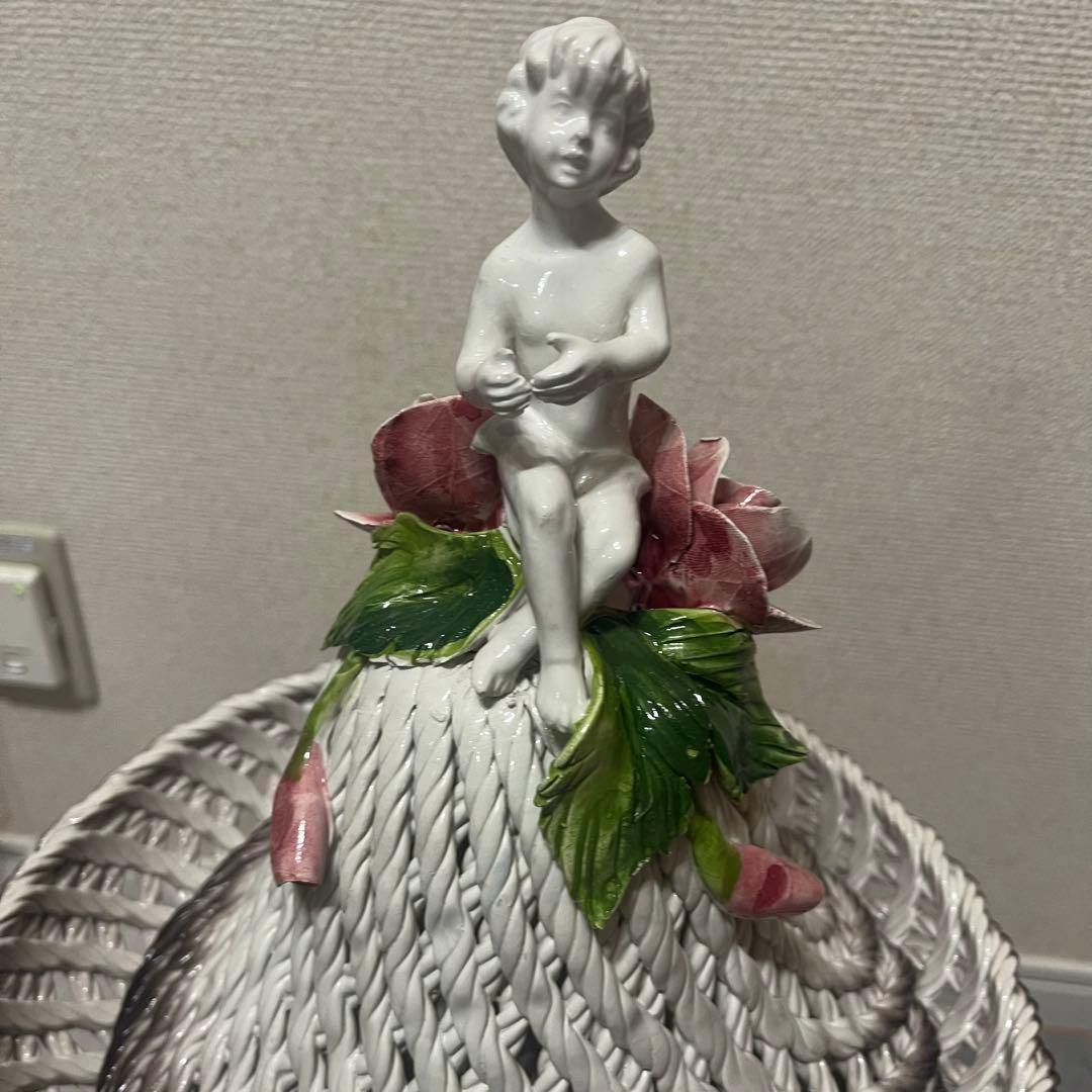 【希少】　アールヌーヴォー アンティークランプ　陶器 エンジェル 天使