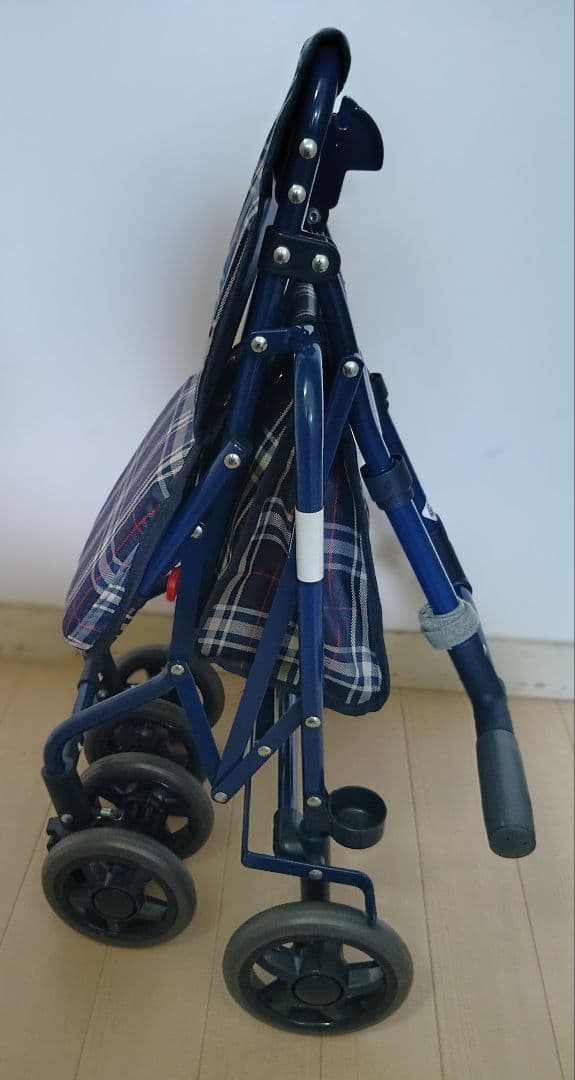 島製作所、【未使用品】シルバーカー AW-III ネイビー/チェック柄