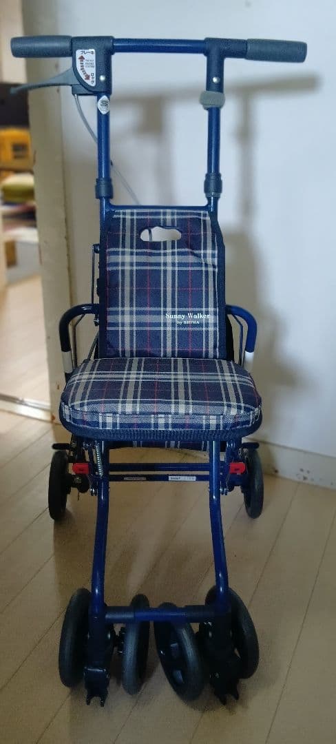 島製作所、【未使用品】シルバーカー AW-III ネイビー/チェック柄