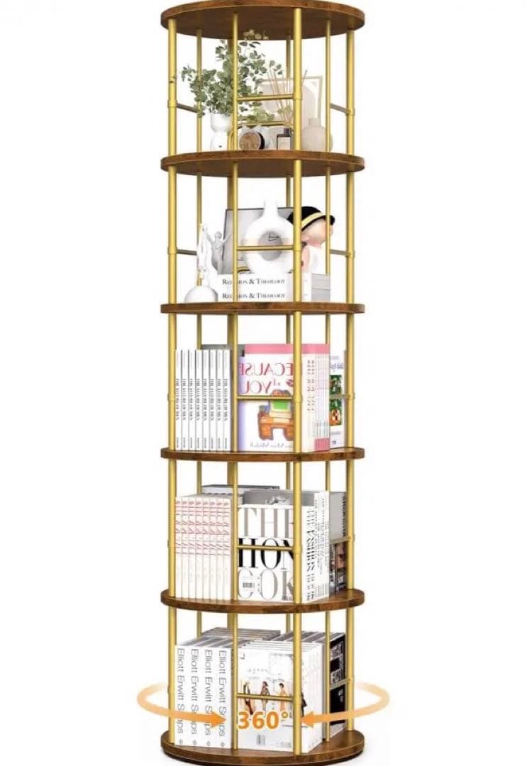 回転本棚 360度回転 木製 高さ135.5cm