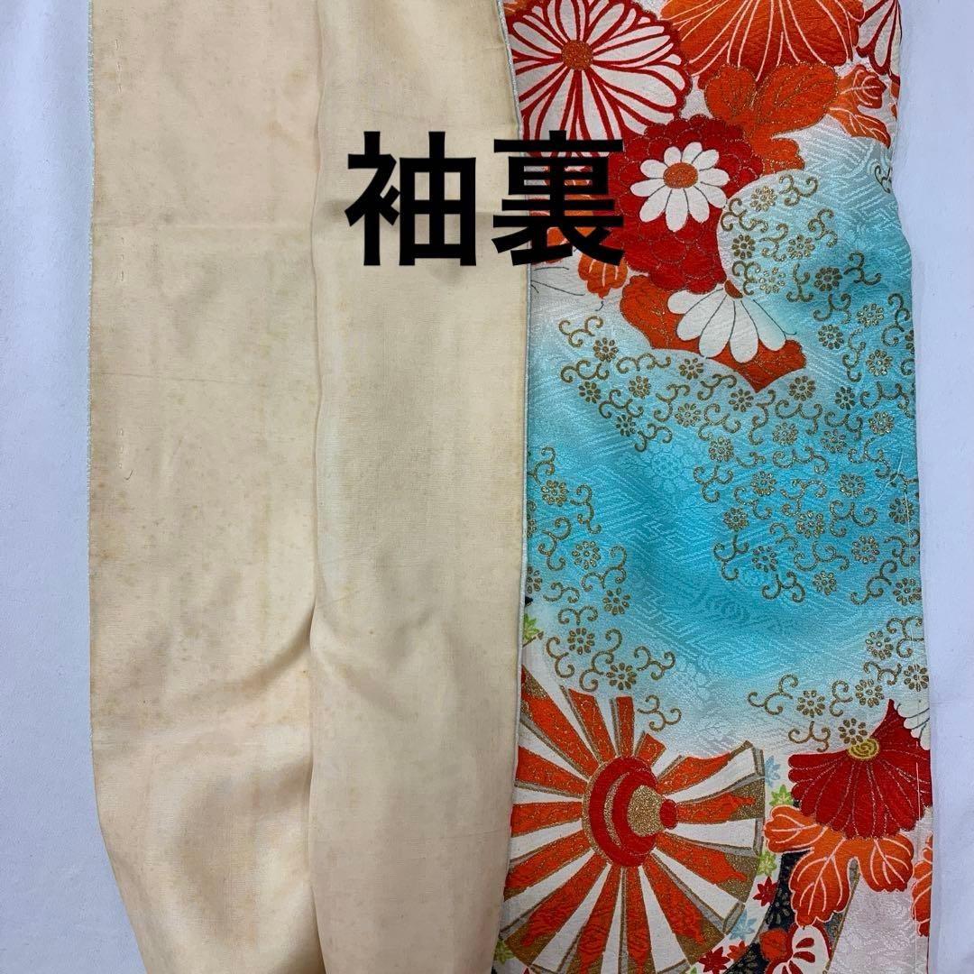 602agu27□七五三 7歳 アンティーク 女児 着物&長襦袢 源氏車□