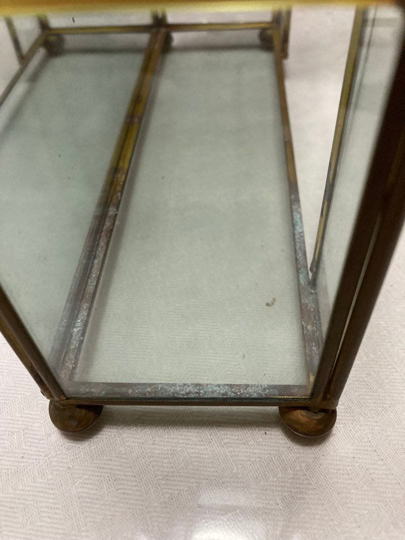 ＊クリスマスセール♪＊訳あり ビンテージ☆アーチ型ガラスショーケース 真鍮 収納