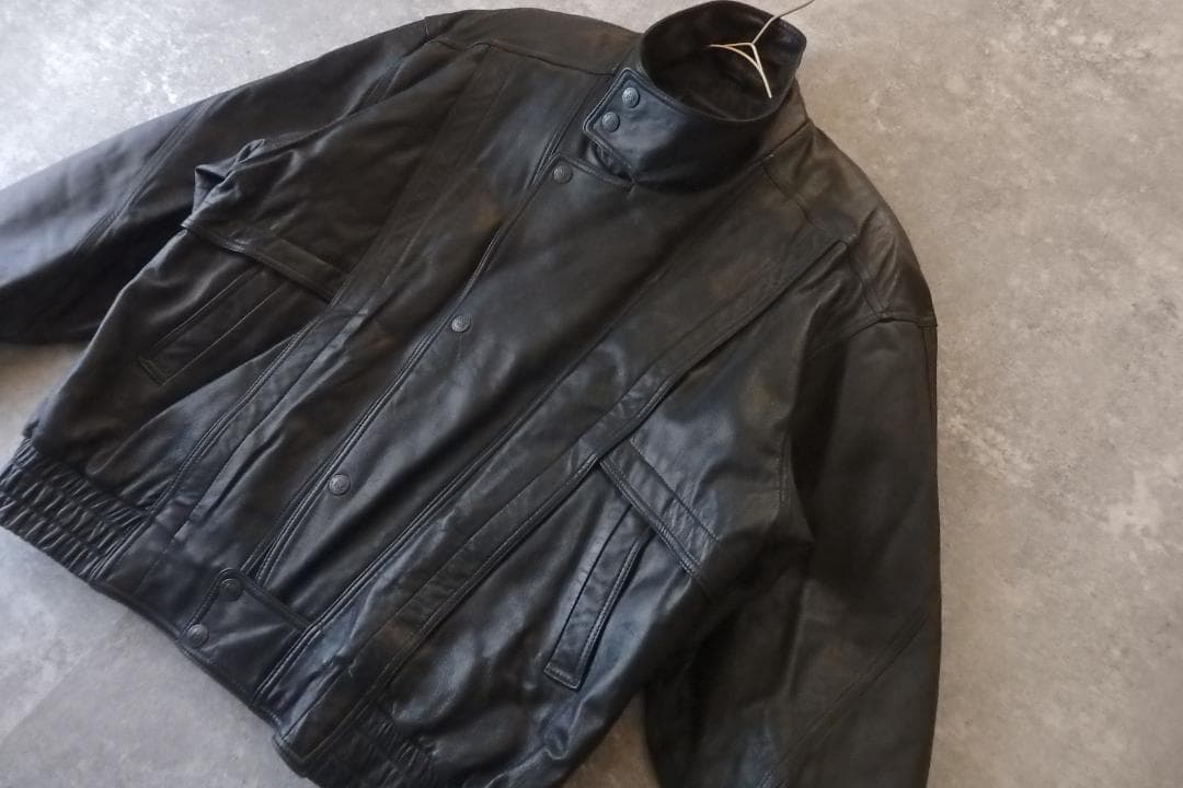 90s 日本製 MARCO ROSSINI 羊革 ラムレザージャケット 黒 XL
