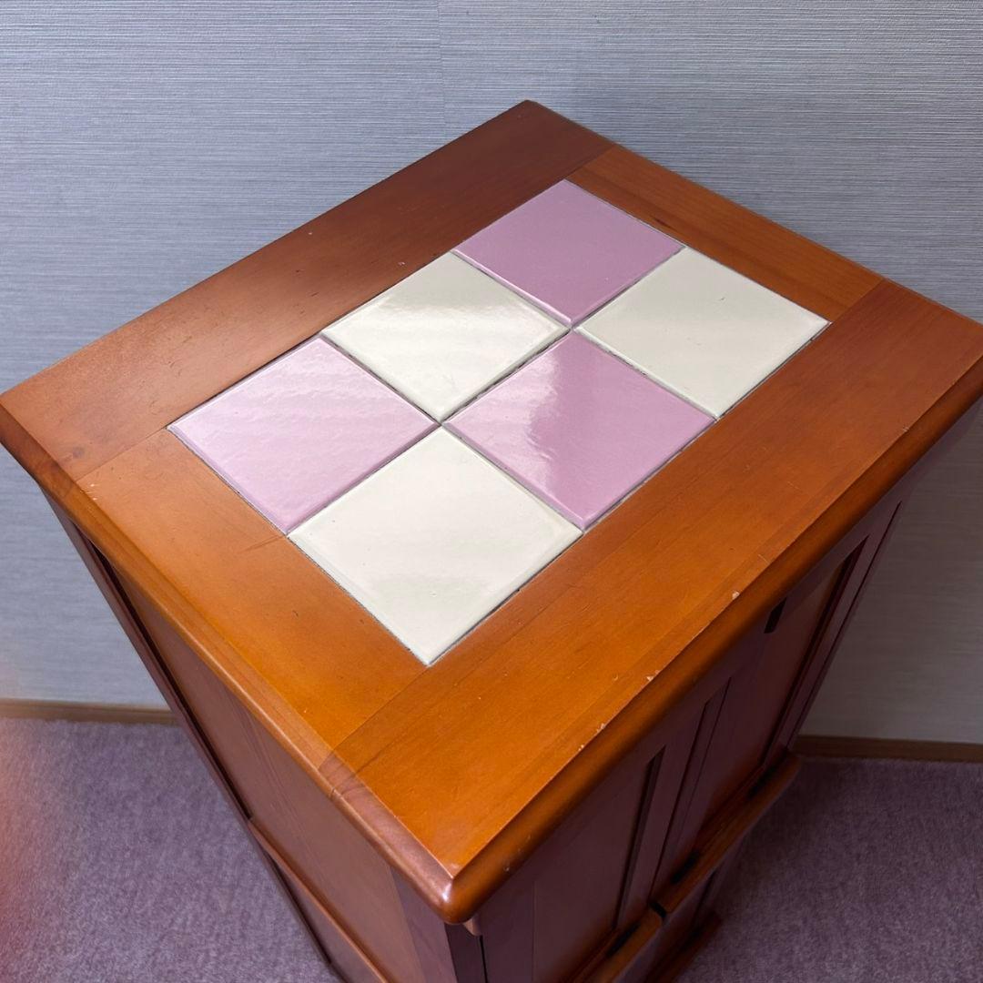 希少　カントリー調　カントリー家具　木製　ダストボックス　ゴミ箱　2段　4分割