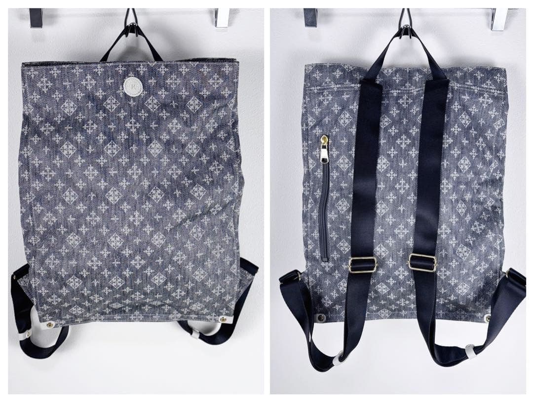 新品タグ有 極美品◆russet 折りたためるデニムプリント リュック