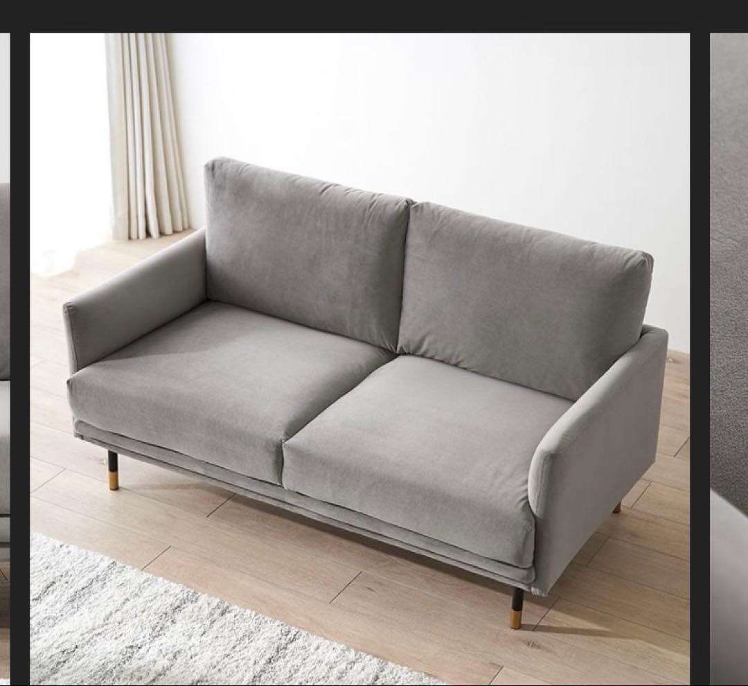LOWYA グレー 2人掛けソファ 耐荷重160kg