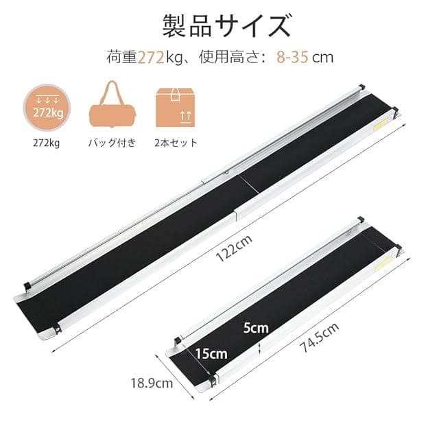 【開封済・未使用】gardhom車椅子用スロープ2本セット　使用高さ8～35cm