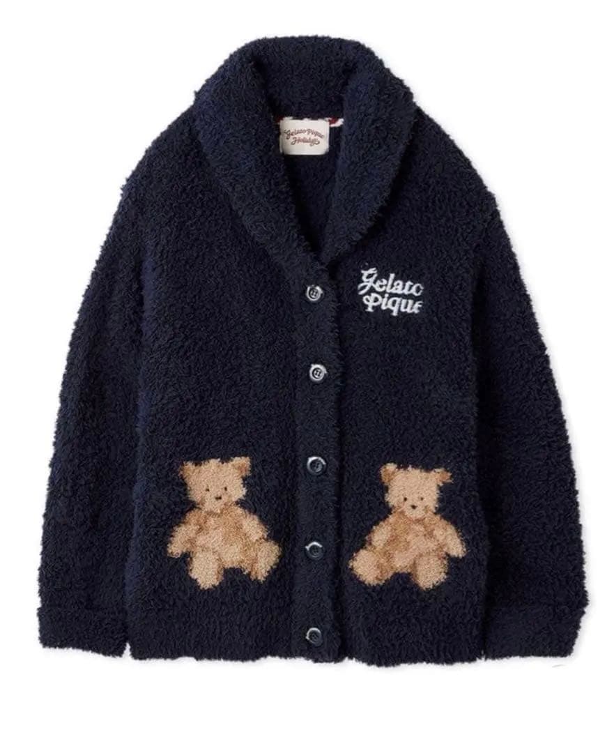 ジェラピケ【HOLIDAY】ジェラートスノーベアジャガードショールカーディガン