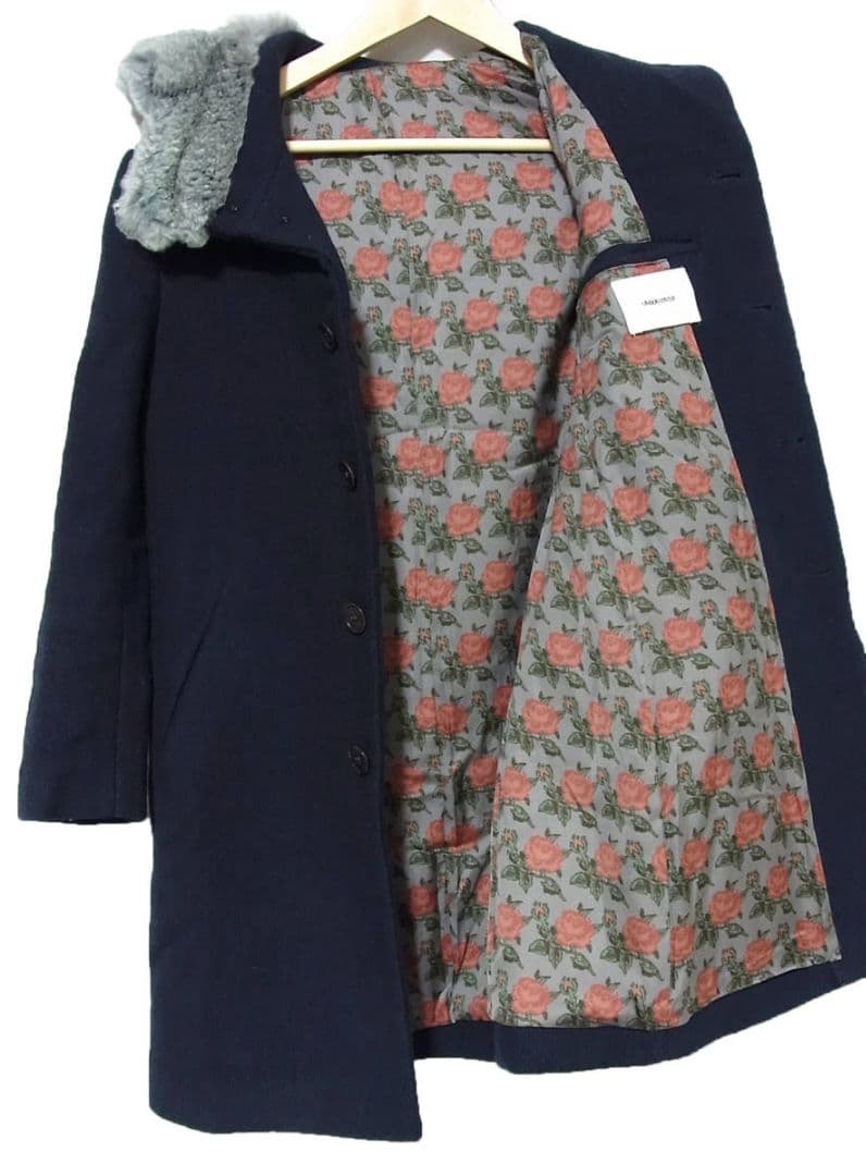 11AW アンダーカバー ファー ウール ステンカラー コート 1 裏地 花柄