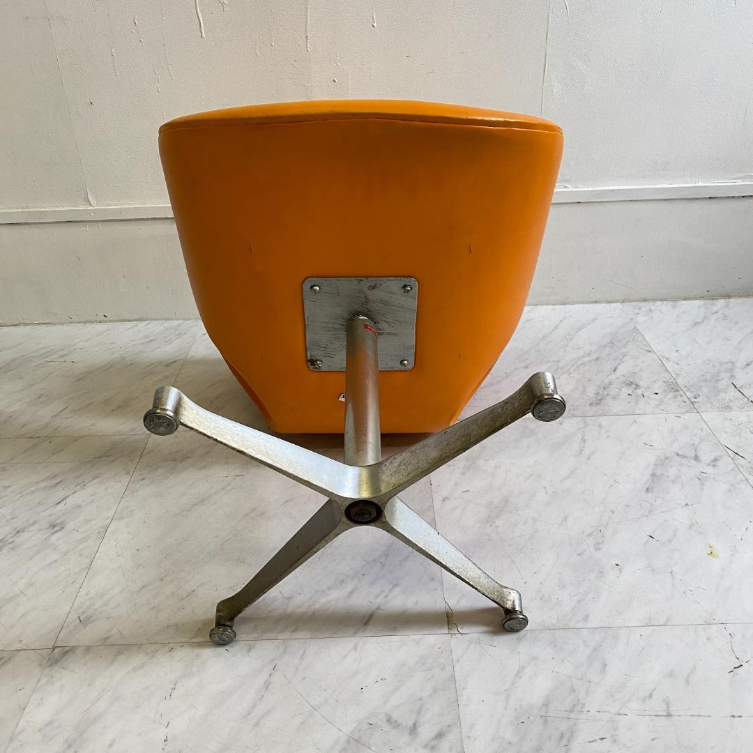 ヴィンテージ 剣持勇 天童木工 カブトチェア ロビーチェア オレンジ 合皮 希少
