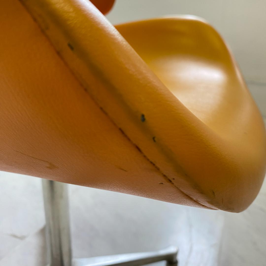 ヴィンテージ 剣持勇 天童木工 カブトチェア ロビーチェア オレンジ 合皮 希少