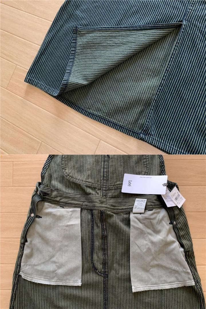 新品 Lee☆ロングデニムオーバーオールスカート☆ヒッコリーデニム☆リー 女子M