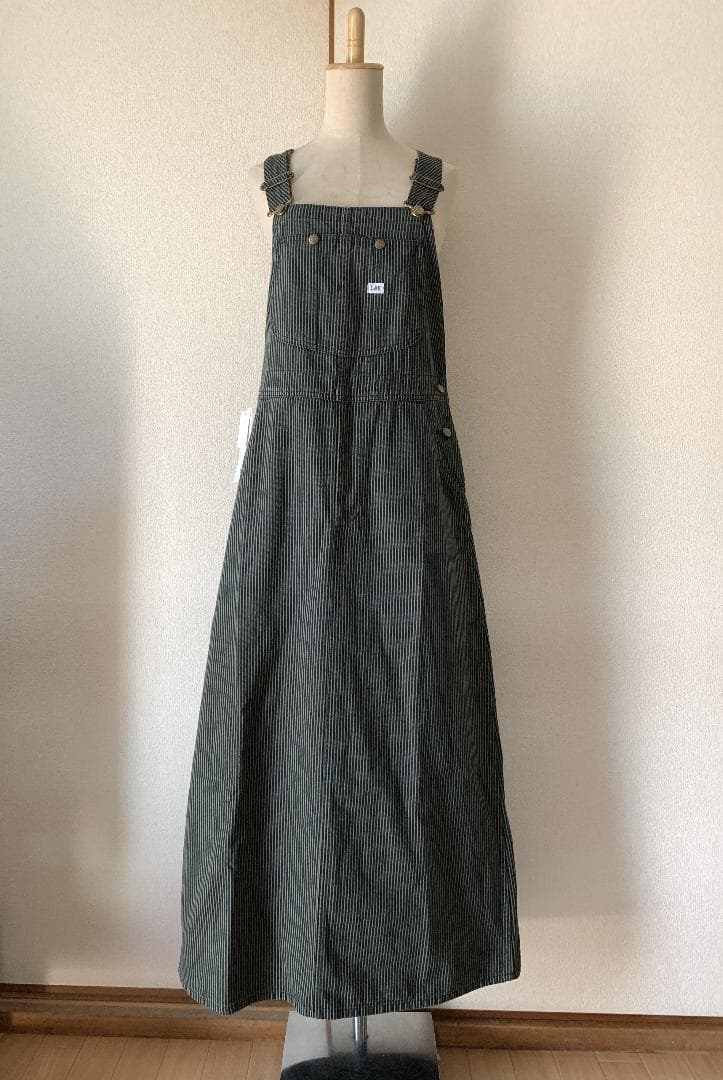 新品 Lee☆ロングデニムオーバーオールスカート☆ヒッコリーデニム☆リー 女子M