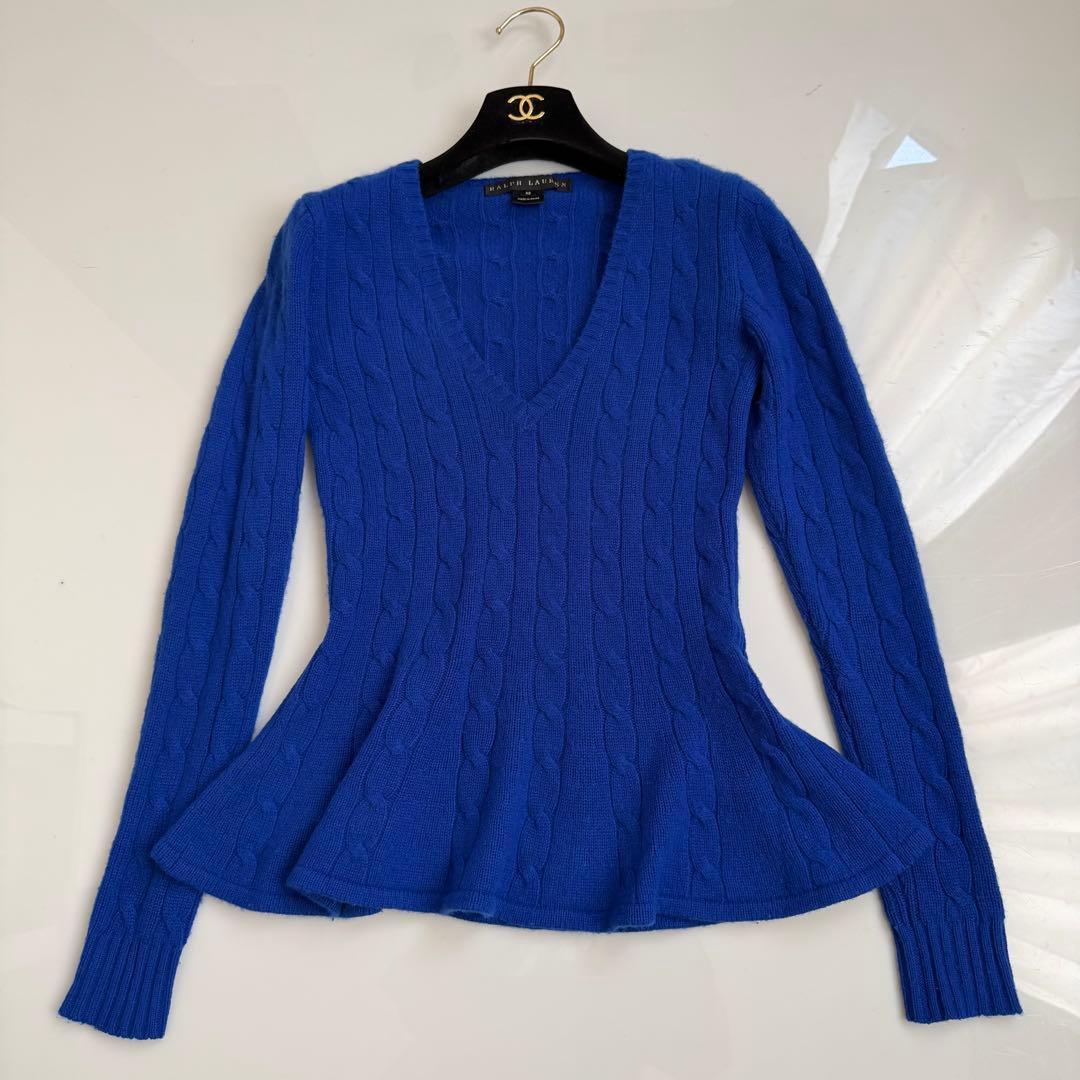 Ralph Lauren ♡ カシミヤ100% Vネック ケーブル編みニット