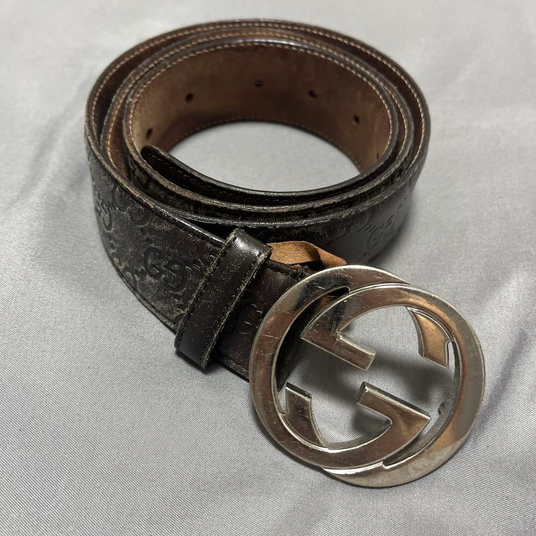 GUCCI グッチ ベルト GG バックル 411924 シマレザー
