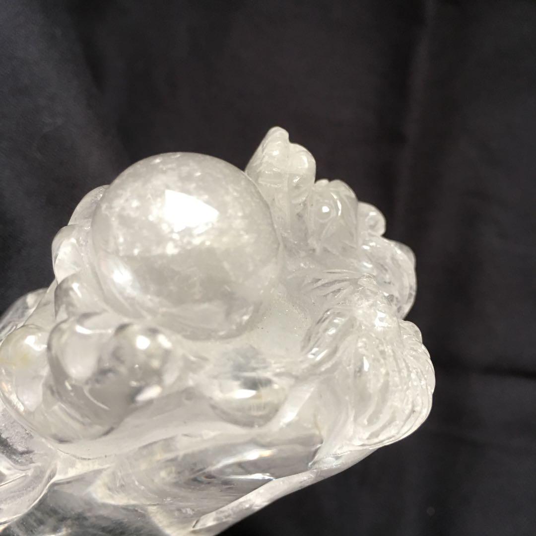 天然石 水晶 龍彫刻