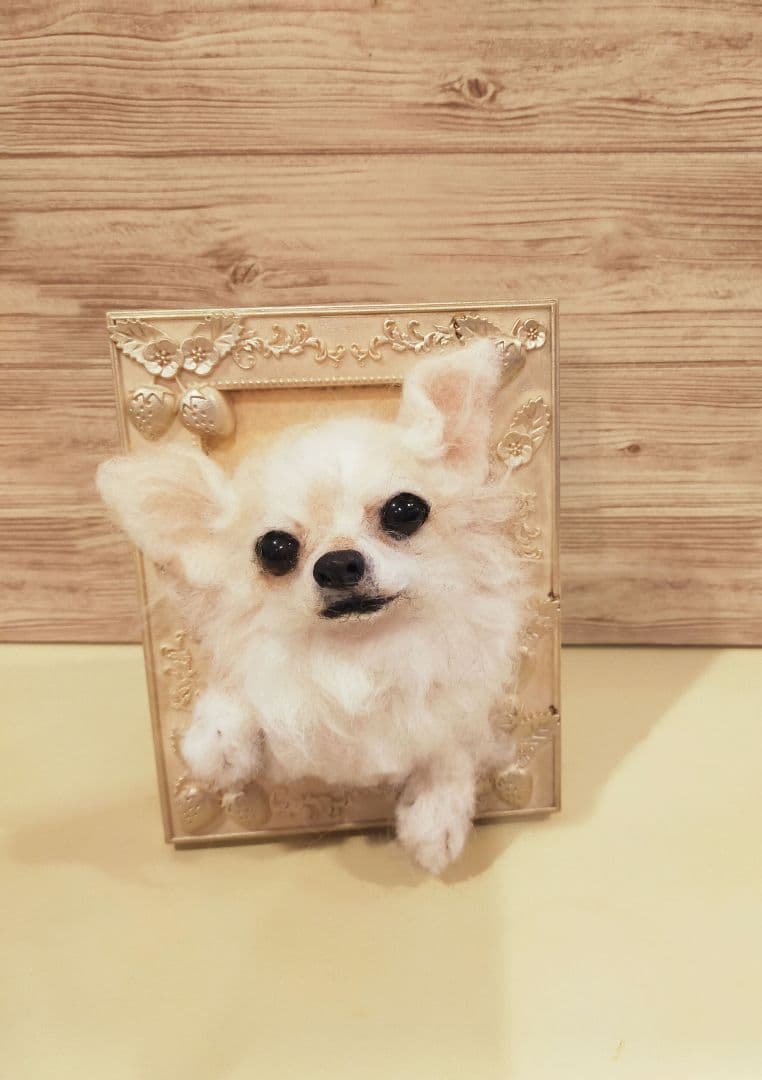 羊毛フェルト　ハンドメイド　犬　チワワ　フレーム