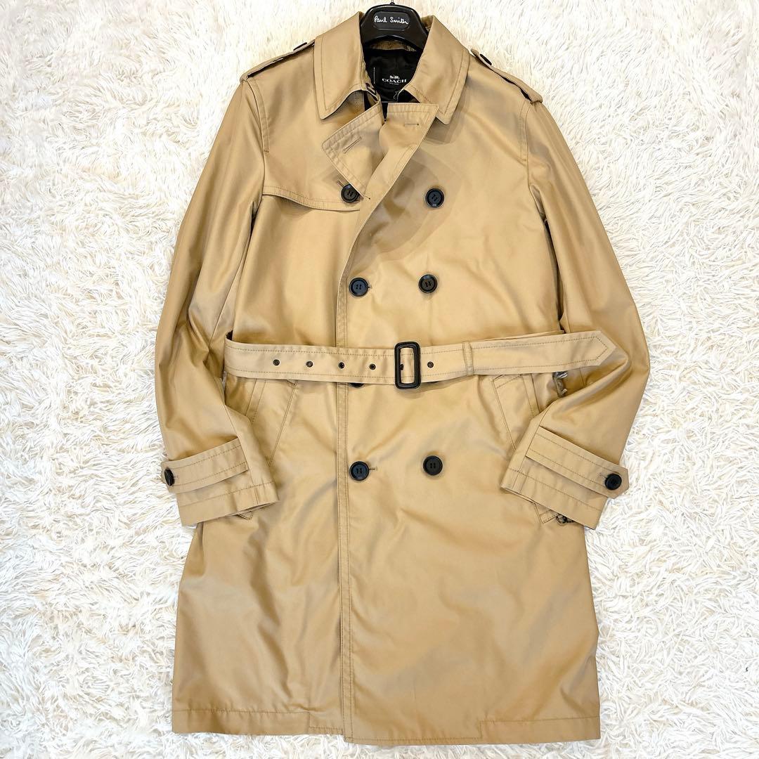 美品 COACH ダブル ロング トレンチコート ベージュ メンズ アウター M