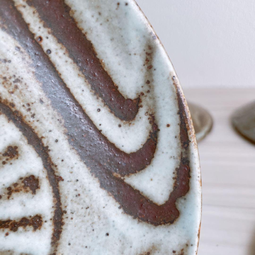 益子焼 指描7寸皿 4枚 神谷正一 作家 和食器 民藝