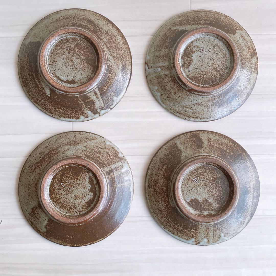 益子焼 指描7寸皿 4枚 神谷正一 作家 和食器 民藝