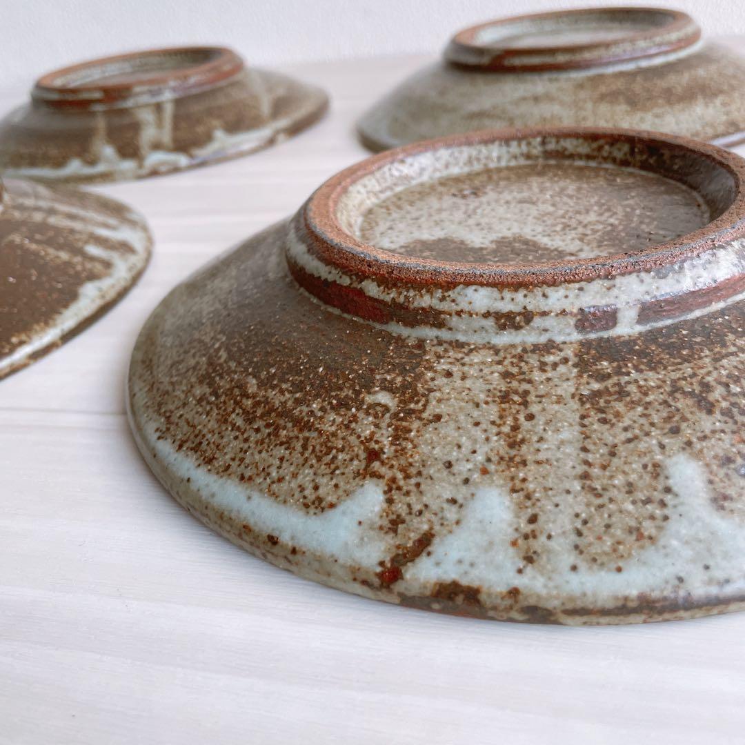 益子焼 指描7寸皿 4枚 神谷正一 作家 和食器 民藝