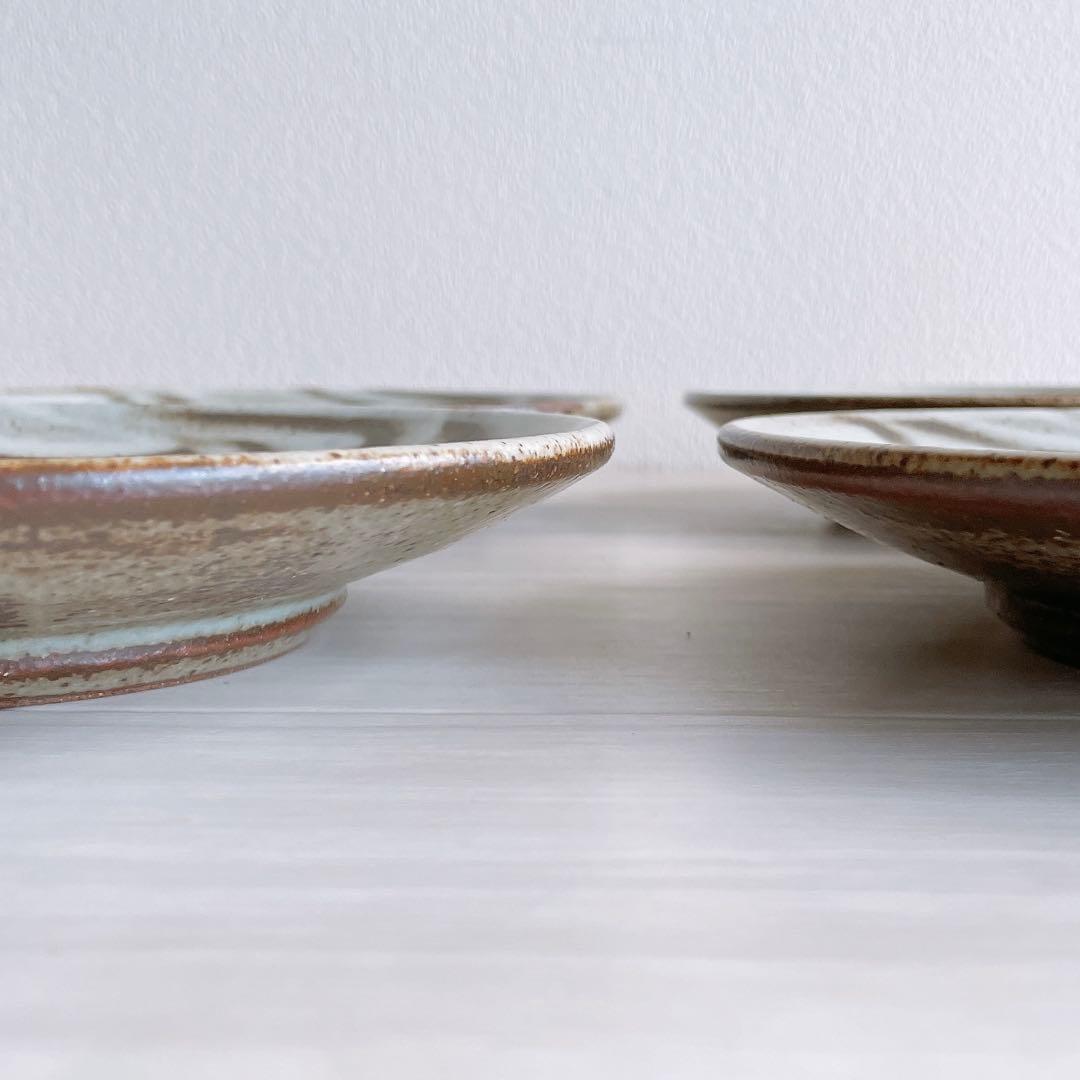 益子焼 指描7寸皿 4枚 神谷正一 作家 和食器 民藝