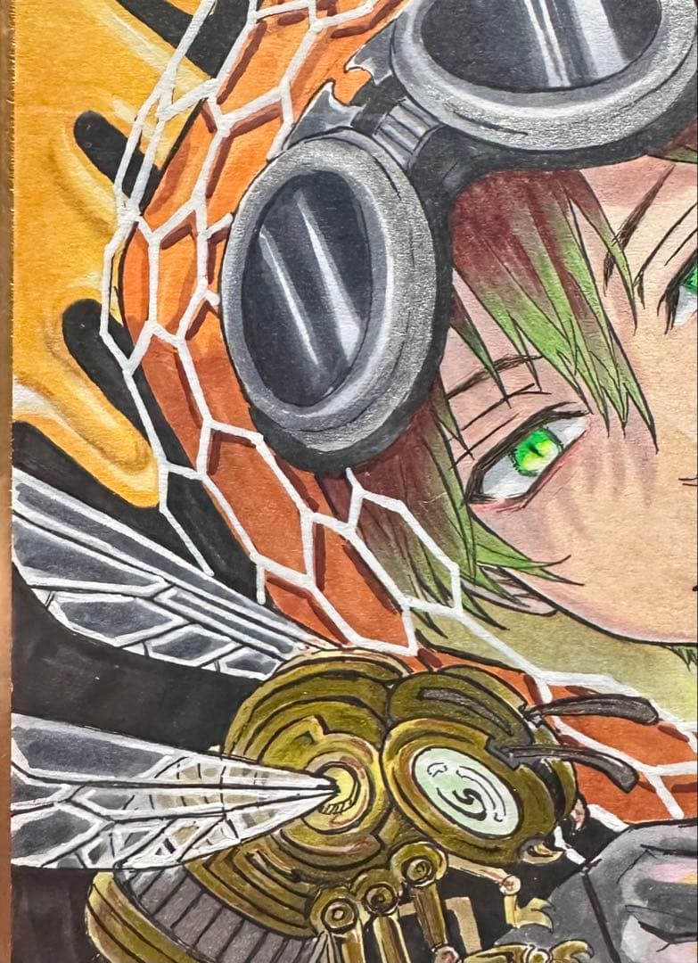 m*a様 手描き イラスト オリジナル アナログ 色紙 男の子