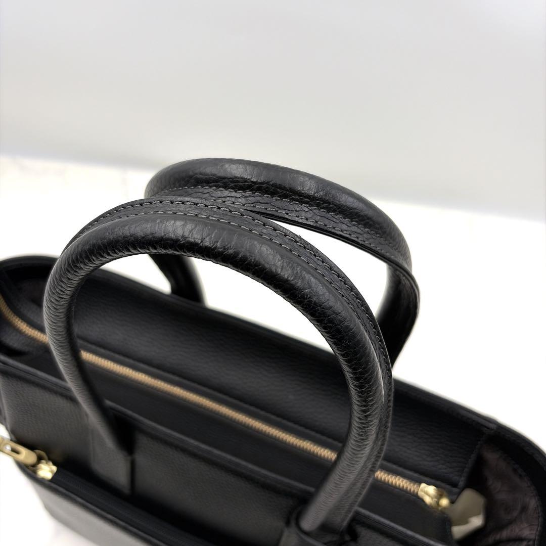 【美品】トフ&ロードストーン 肩掛け 本革 レザー トートバッグ 黒 M