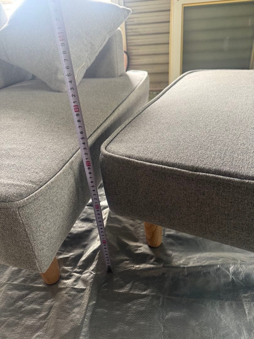 ポケットコイルソファー グレー コンパクト