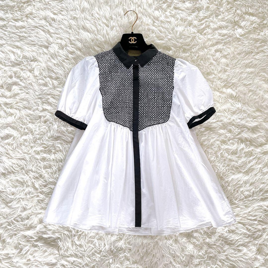 希少✨【ユナイテッドアローズ】エンブロイダリー コンビ ショートスリーブブラウス