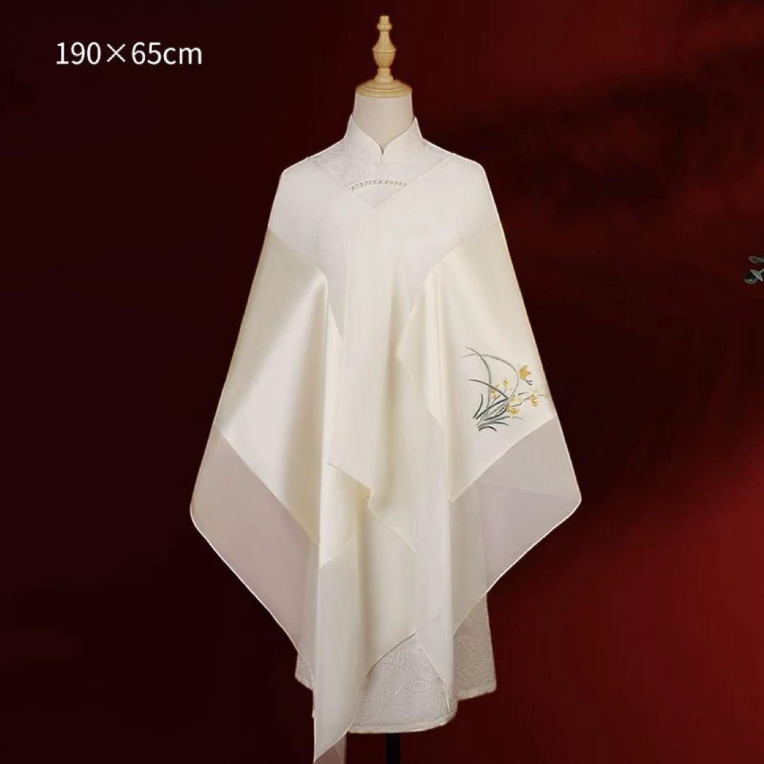 100％シルク 手刺繍ストール／非遺伝統工芸・手縫い仕上げ