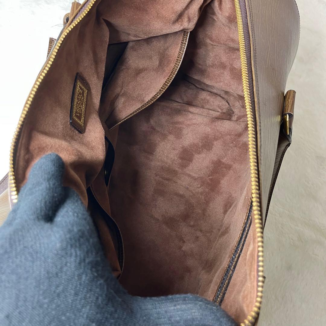 VERSACE✨サンバースト オールレザー 本革 2way ボストンバッグ