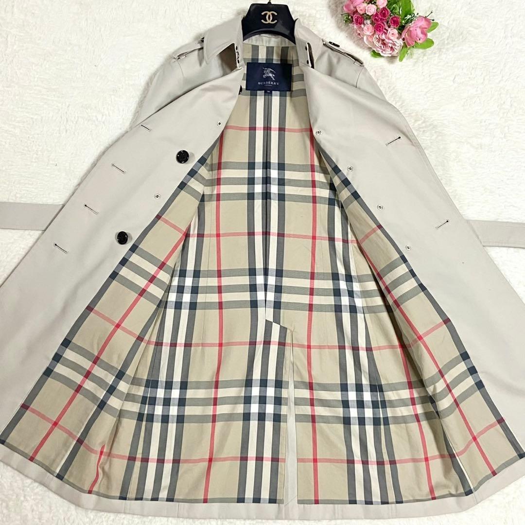 極美品● バーバリーロンドン トレンチコート ベルト ノバチェック ベージュ M