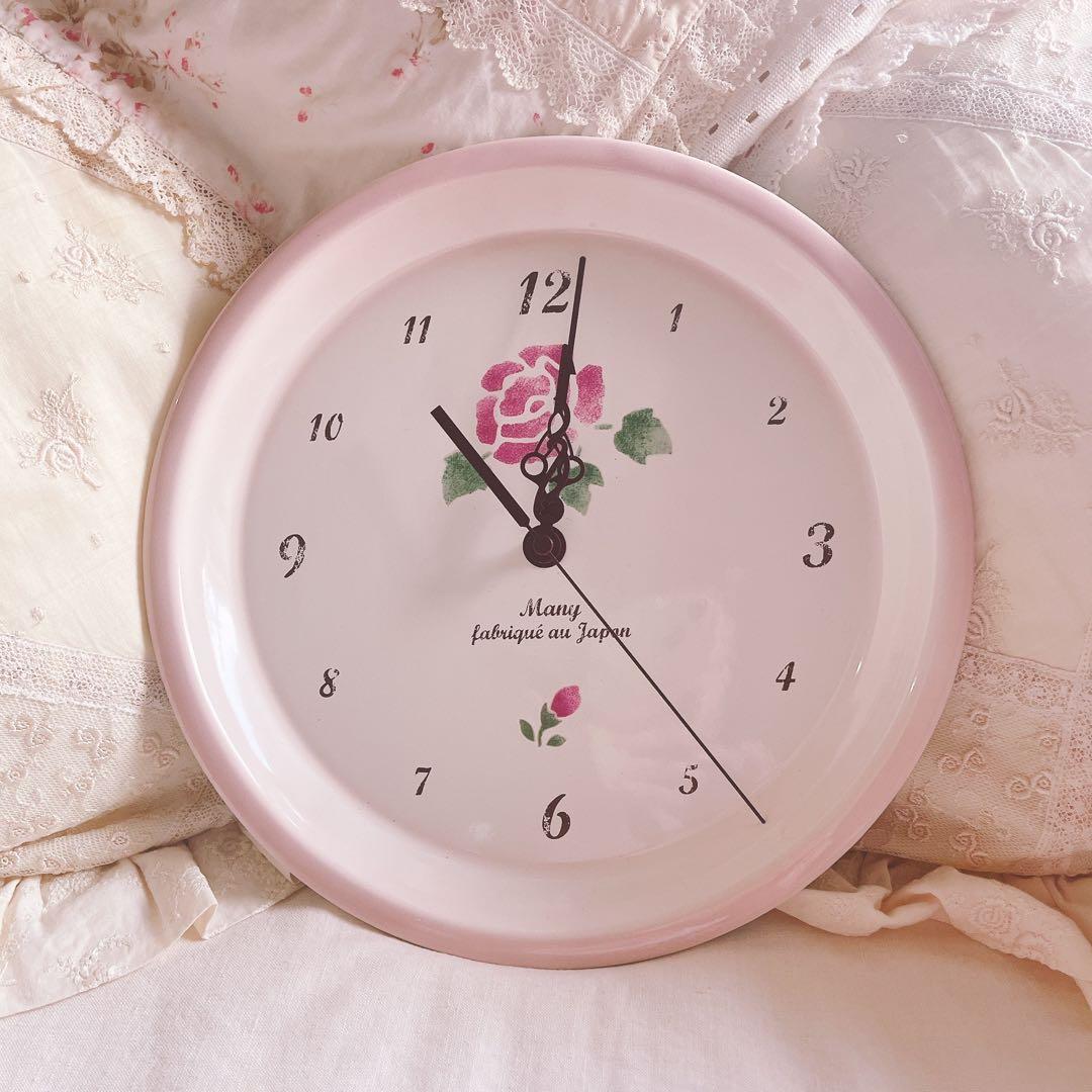 お値下げ♡マニーローズホーロー掛時計イマンダイアナローズバスケットアンティーク