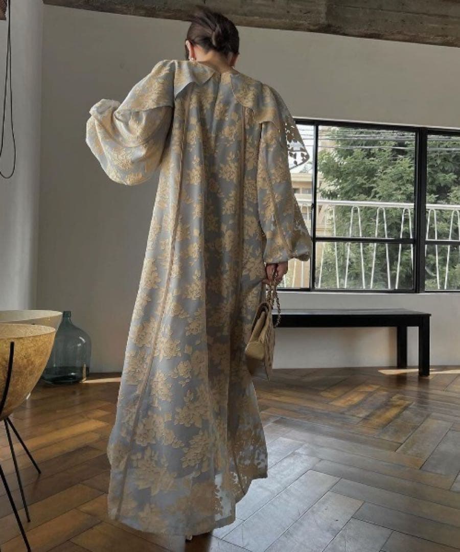 ワンピース flower jacquard bi color piping OP