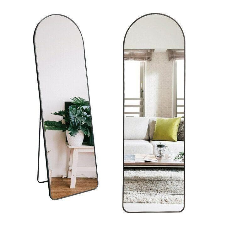 スタンドミラー 姿見鏡 全身鏡 全身 大型 鏡 壁掛け アーチ形 黒1128