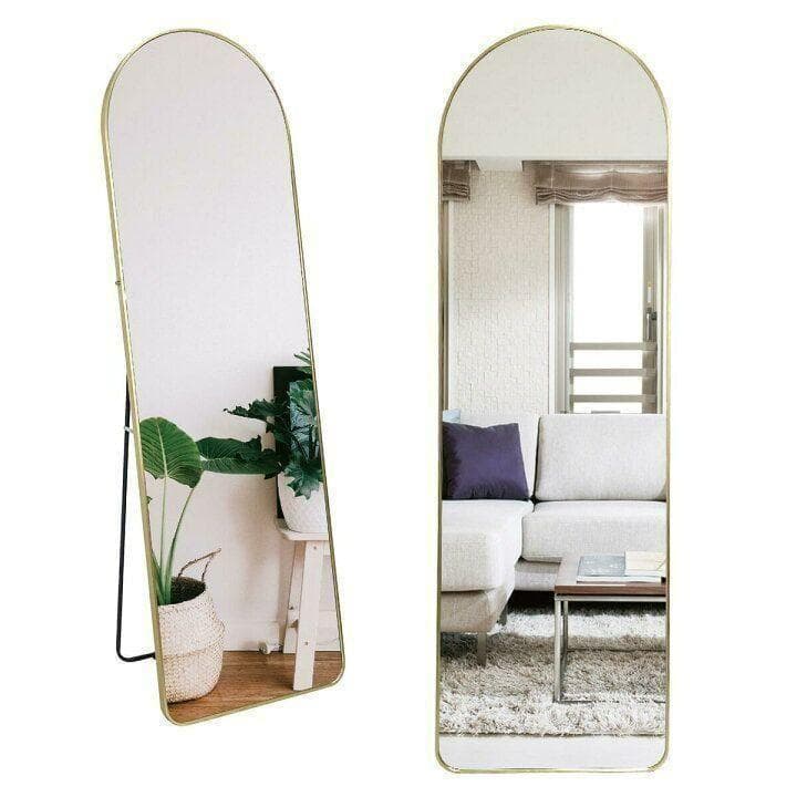 スタンドミラー 姿見鏡 全身鏡 全身 大型 鏡 壁掛け アーチ形 黒1128