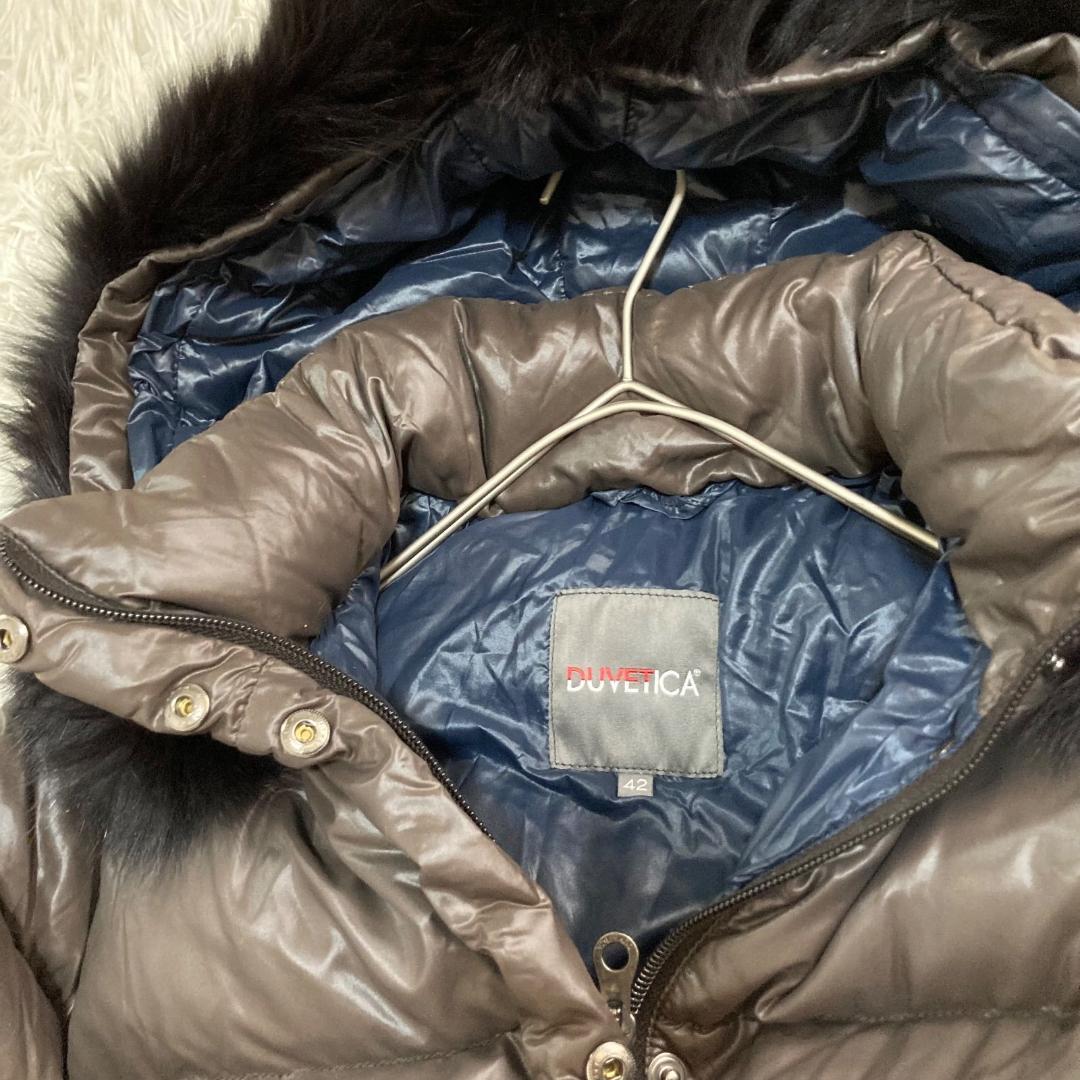 17201✨デュベティカ 42 L デネブ ラクーンファー ダウンコート 茶