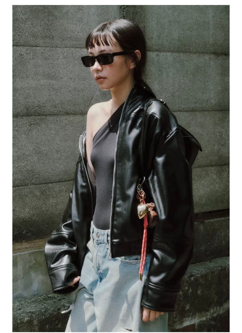 【新品未使用】ZARA フェイクレザーボンバージャケット S ブラック