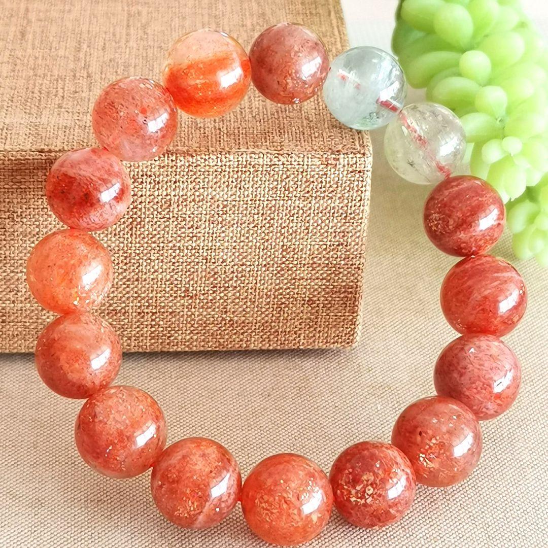 レア質【美品】【キラッキラ】天然石アルーシャサンストーン約13.9mmブレス