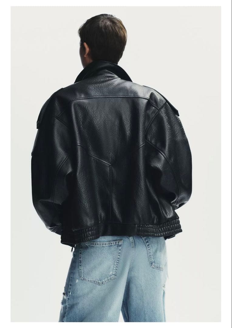 ZARA フェイクレザージャケット ブラック M 完売品