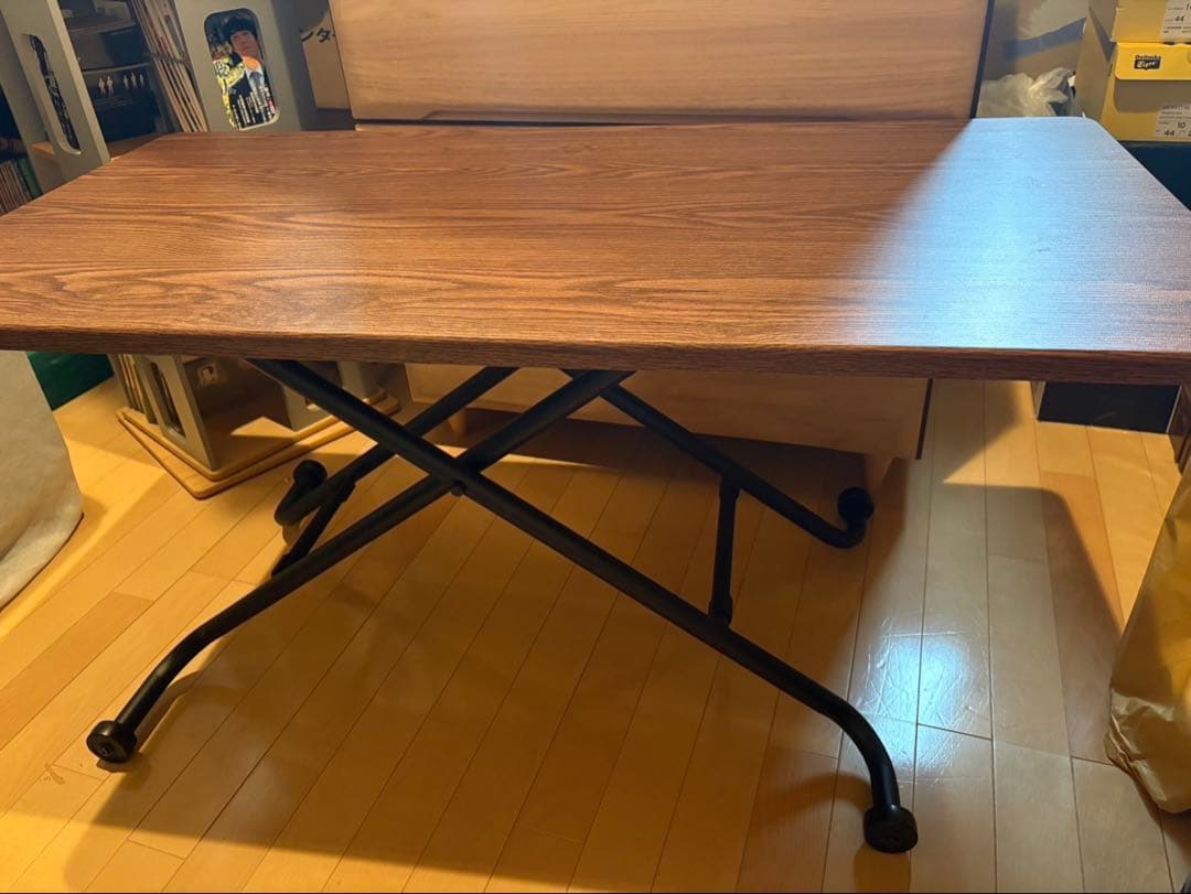 【送料込み】昇降テーブル　ライザN ミドルブラウン　ニトリ